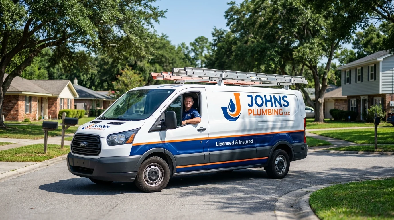 Johns Plumbing LLC service van in Penns Grove, NJ