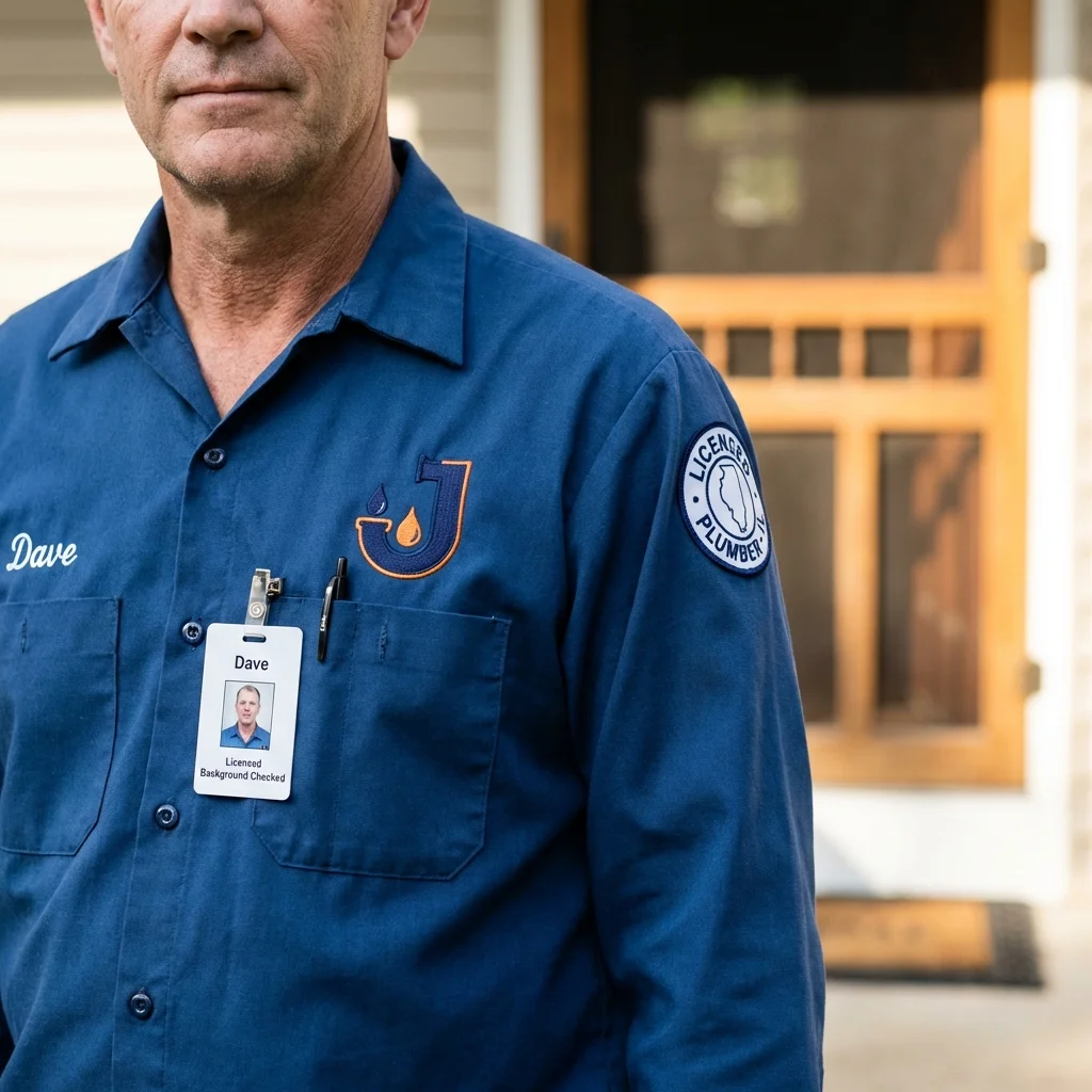 Licensed plumber showing ID badge in Penns Grove, NJ