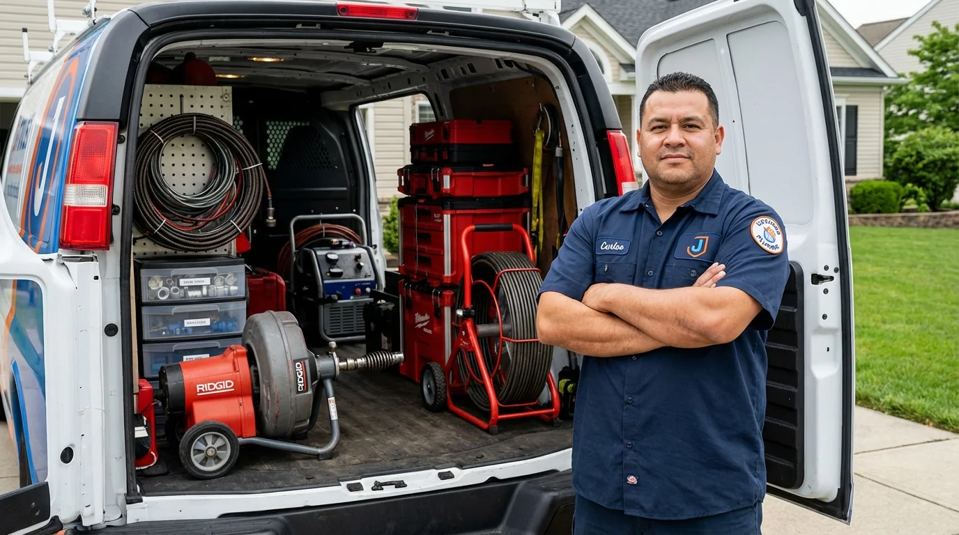 Professional drain cleaning equipment and Johns Plumbing LLC plumber in Penns Grove