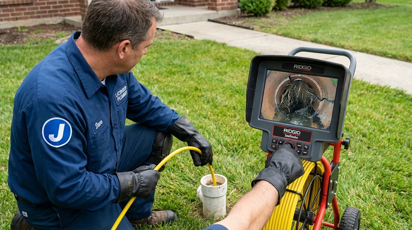 Sewer camera inspection being performed by Johns Plumbing LLC in Penns Grove