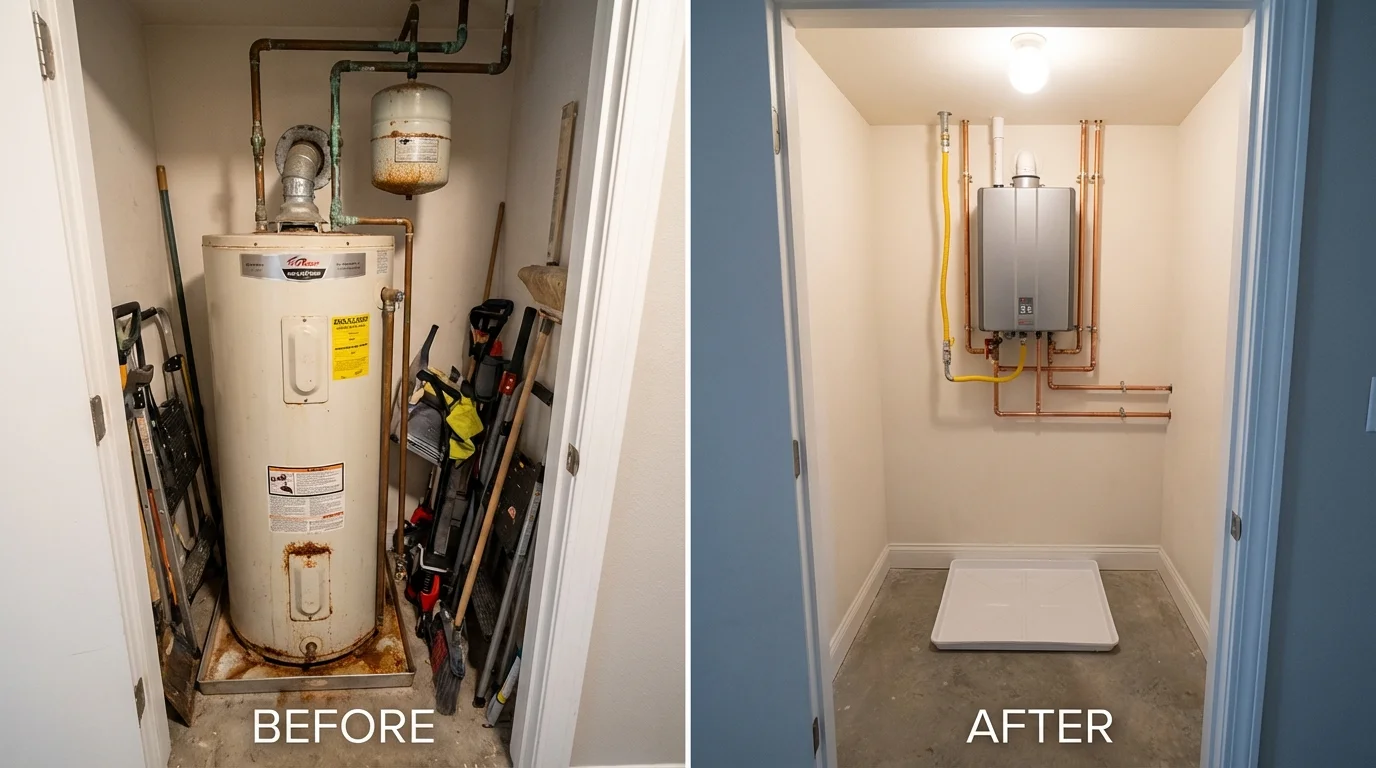 Tank water heater versus wall-mounted tankless unit comparison for Penns Grove, NJ homeowners